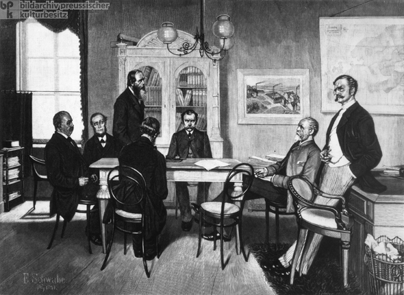 Diskussion zwischen einem Arbeiter-Ausschuss und einem Fabrikbesitzer (1891)